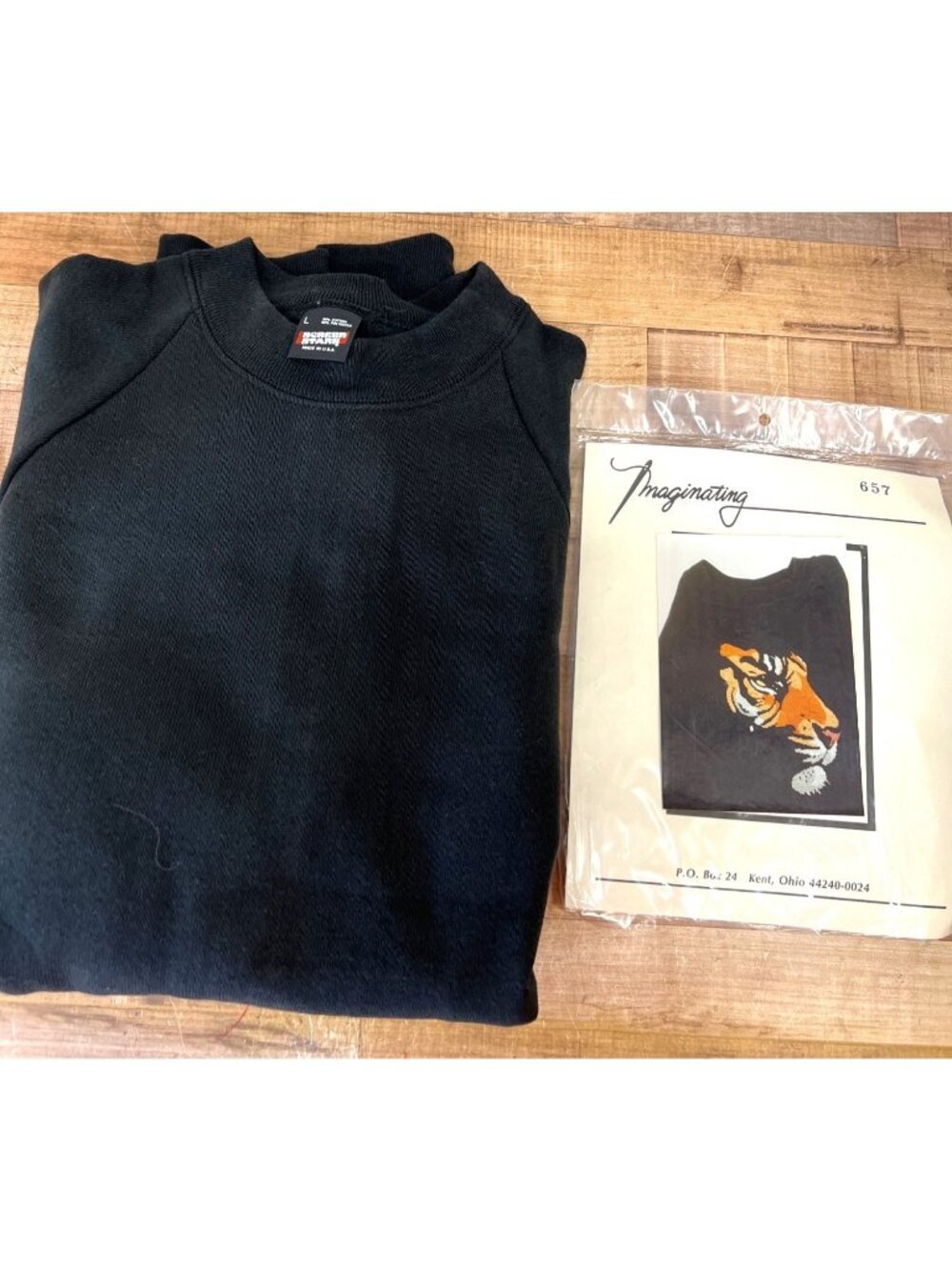 Tiger Cross Stitch Kit With Black Sweatshirt Size L By Screen Stars Includes Ins